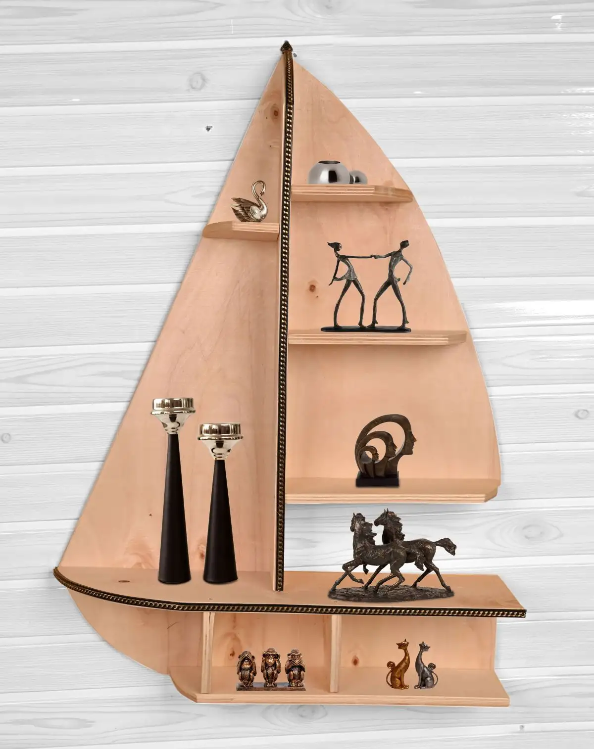 Raft de perete Sailor Homs 72 X 52 X 18, lemn stratificat natur