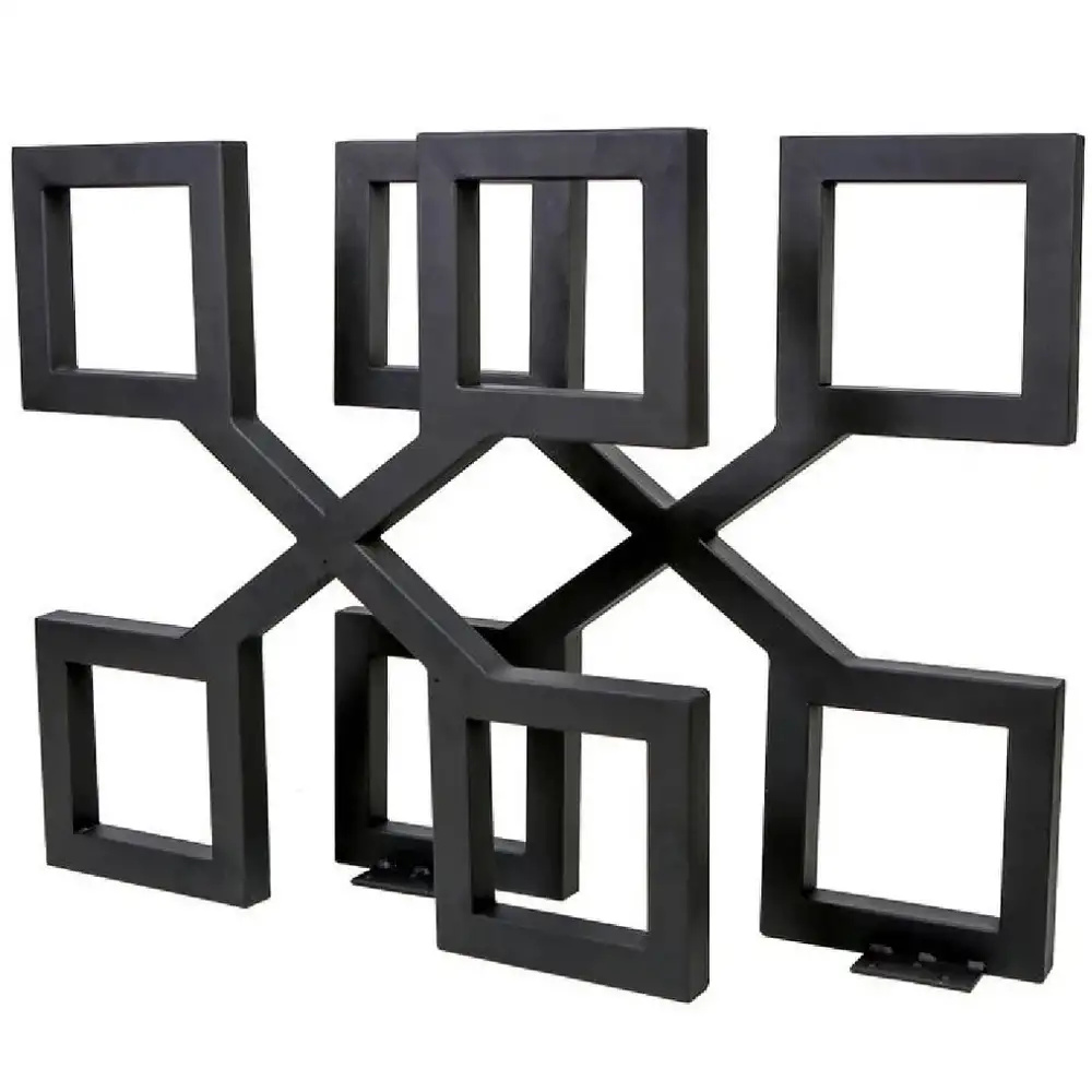 Set 2 picioare metalice pentru masa, design industrial, negru mat,72 cm
