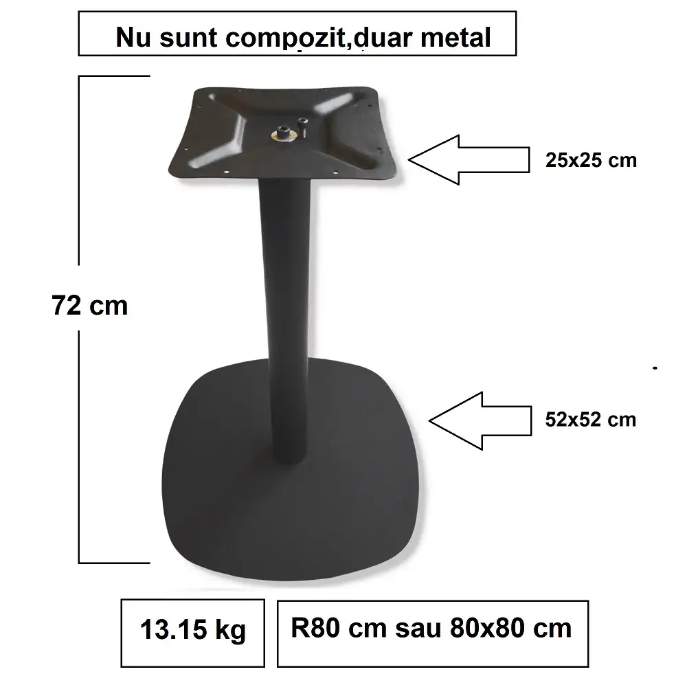 Picioare metalice pentru masa Brussel,negru,80 cm