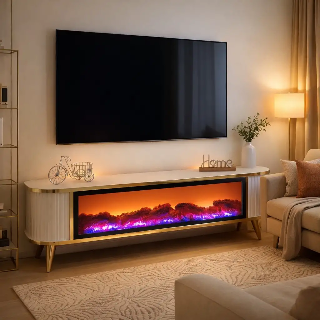 Comoda tv cu semineu Royal, cu led, 160 cm